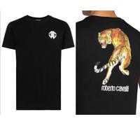 Roberto Cavalli Firenze Tiger Logo Print Luxury Crew Neck T-Shirt Top L