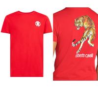 Roberto Cavalli Firenze Tiger Logo Print Luxury Crew Neck T-Shirt Top M