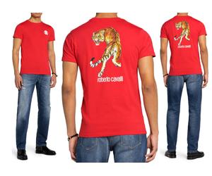 Roberto Cavalli Firenze Tiger Print Luxury Crew Neck T-Shirt Retro Shirt Top Wow