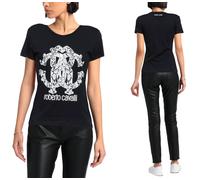 Roberto Cavalli RC Lynx-Print Monogram Cotton T-Shirt Top Lounge Iconic Shirt M