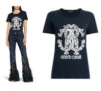 Roberto Cavalli Rc Lynx-Print Monogram Cotton T-Shirt Top Lounge Iconic Shirt M