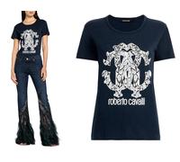 Roberto Cavalli Rc Lynx-Print Monogram Cotton T-Shirt Top Lounge Iconic Shirt XL