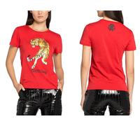 Roberto Cavalli RC Tiger Print Logo Cotton T-Shirt Top Lounge Iconic Shirt S