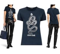 Roberto Cavalli Snake Print Monogram Cotton T-Shirt Top Lounge Iconic Shirt S