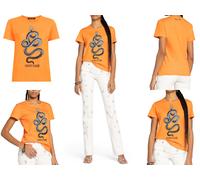 Roberto Cavalli Snake Print Monogram Cotton T-Shirt Top Lounge Iconic Shirt Wow