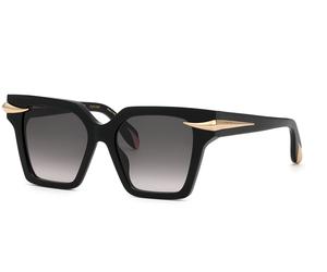 Roberto Cavalli SRC002M 700 Unisex Sunglasses Acetate Black Grey Squared Normal Shaded