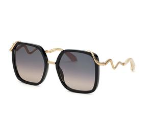 Roberto Cavalli SRC003M 700 Woman Sunglasses Acetate Black Grey Squared Normal Shaded
