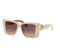 Roberto Cavalli SRC056M 09X7 Woman Sunglasses Acetate Ivory Brown Squared Normal Shaded