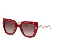 Roberto Cavalli SRC097M 09EZ Woman Sunglasses Acetate Red Brown Butterfly Normal Shaded