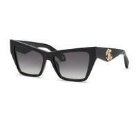 Roberto Cavalli SRC114 700 Woman Sunglasses Acetate Black Smoke Butterfly Normal Shaded