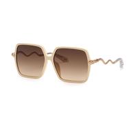 Roberto Cavalli SRC132 09X7 Woman Sunglasses Acetate Ivory Brown Squared Normal Nuanced
