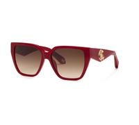 Roberto Cavalli SRC137 09EZ Woman Sunglasses Acetate Red Brown Squared Normal Nuanced