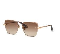Roberto Cavalli SRC151M 08FC Woman Sunglasses Metal Gold Brown Squared Normal Nuanced