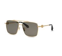 Roberto Cavalli Unisex Roberto Cavalli SRC036V 400P Sunglasses Metal Gold Brown Squared
