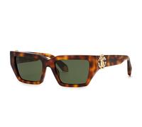 Roberto Cavalli Unisex SRC016M 02BP Sunglasses Acetate Havana Green Geometric Normal