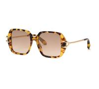 Roberto Cavalli Woman SRC030 777G Sunglasses Acetate Havana Brown Geometric Normal Shaded
