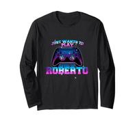 ROBERTO - LEVEL UP with Controller: JUST WANTS TO PLAY Long Sleeve T-Shirt