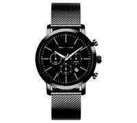 Roberto Marino Men’s Luxury Wrist Watch RM3424 - Black Stainless Steel Quartz, 3 ATM Water Resistant - Elegant Dress Watches for Men, Vintage Design, Ideal as a Reloj para Hombres, Black