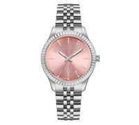Roberto Marino Women’s Luxury Wrist Watch RM9381 - Stainless Steel Quartz, 3 ATM Water Resistant, Pink Background - Elegant Dress Watches for Women, Vintage Design, Ideal as a Reloj para Mujer, Silver