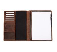 Roberto Romano 48216 - Writing Case DIN A4 Genuine Leather Organiser Folder Conference Folder for DIN A4 Pad with Pen Loop and 6 Credit Card Slots Organiser Approx. 32 x 26 cm Brown