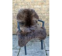 Robert's Rugs Sheepskin Rug, Genuine British Herdwick Large Pelt (110-120cm), Rare Breed Thick Wool Rug for Living Room, Dense & Resilient Throw for Chairs, Sofa & Pet Bed - Dark Brown