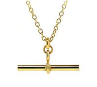 ROBERTS T Bar Necklace 18ct Gold Vermeil 3cm Albert Pendant Chain (22")