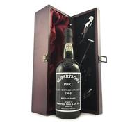Robertson's Late Bottled Vintage Port 1968 in a silk lined wooden box with four wine accessories, 1 x 750ml