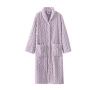 Robes Womens Luxury Dressing Gown Womens Long Fleece Robe Fuzzy Cozy Warm Bathrobe Shawl Collar Spa Robe Laddies Textured House Coat Xmas Gifts for Women Bathrobe Mens Gown (Purple, M)