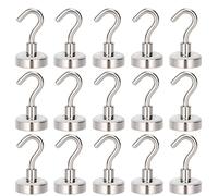 ROBGZMQW 15 Pack Magnetic Hook, Strong Magnetic Hooks, 20lb Magnetic Hooks for Cruise Cabins, Kitchen Utensils, Garage Tools, Office Organisation, Workshop Equipment, Silver