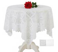 ROBGZMQW 2-Piece Lace Tablecloth, Small Table Cloth, 90 X 90CM Retro Embroidery Style Tablecloths for Home Decor, Wedding, Tea Party