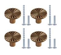 ROBGZMQW Antique Brass Door Knobs, 4 Pack Cupboard Knobs, Vintage Brass Drawer Knobs with Screws for Wardrobe and Kitchen Cabinets, 3 x 2 cm