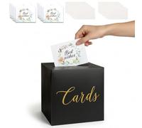 ROBGZMQW Wedding Card Box, Card Box for Party, 21 Piece Set Including 20 Greeting Cards and 1 Decorative Box for Marriage, Birthdays, Graduations