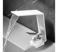 Robi Cascade White Bathroom Faucet, Modern Single Hole Mixer Tap, Hot & Cold Water Mixer, Sl esign for Stylish Bathrooms, Durable & Easy to Install