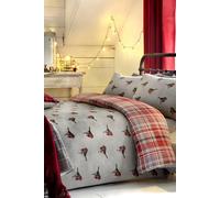 'Robin' 100% Brushed Cotton Winter Print Duvet Cover Set Dreams & Drapes Red Single