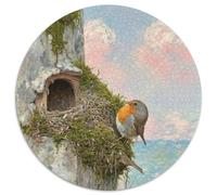 Robin 1000 Piece Jigsaws Bird Round Puzzles for Adults And Kids Colorful Unique Challenge Games Scene Creative 1000pcs (67.5x67.5cm)