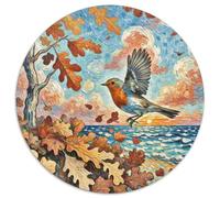 Robin 1000 Pieces Jigsaw Bird Round Puzzles for Adults And Kids Colorful Unique Challenge Games Scene Creative 1000pcs (67.5x67.5cm)