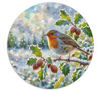 Robin 1000 Pieces Jigsaw Bird Round Puzzles for Adults And Kids Modern Unique Challenge Games Scene Creative 1000pcs (67.5x67.5cm)