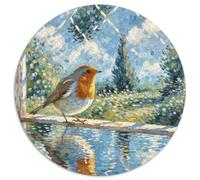 Robin 1000 Pieces Jigsaws Bird Round Puzzles for Adults And Kids Colorful Unique Challenge Games Scene Creative 1000pcs (67.5x67.5cm)