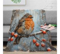 Robin 3D Printed Pattern Flannel Blanket Cover Microfiber Lightweight Cozy Plush Blanket Throw For Kids And Adults for Bedroom Living Rooms Sofa Couch 50x60inch(127x152cm)