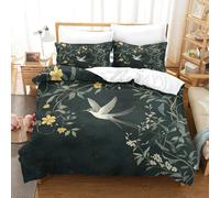 Robin Among Verdant Foliage And Flowers Duvet Cover Sets 3 PCS Hotel Quality Quilt Cover Bed Sets Bed Covers with Pillowcases with Zipper Closure Breathable Stylish Comforter King(220x240cm)