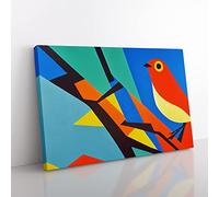 Robin Bird Abstract Vol.1 Canvas Wall Art Print Ready to Hang, Framed Picture for Living Room Bedroom Home Office Décor, 76x50 cm (30x20 Inch)