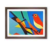 Robin Bird Abstract Vol.1 Framed Print | A3 Walnut Framed Wall Art | Ready to Hang | Abstract Animal Picture | Living Room Bedroom Lounge Office