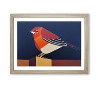 Robin Bird Abstract Vol.2 H1022 Framed Print for Living Room Bedroom Home Office Décor, Wall Art Picture Ready to Hang, Oak A4 Frame (34 x 25 cm)