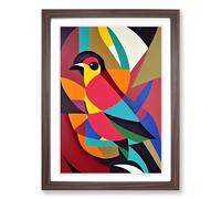 Robin Bird Abstract Vol.3 Framed Print | A2 Walnut Framed Wall Art | Ready to Hang | Abstract Animal Picture | Living Room Bedroom Lounge Office