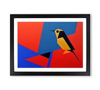Robin Bird Abstract Vol.4 Framed Print | A2 Black Framed Wall Art | Ready to Hang | Abstract Animal Picture | Living Room Bedroom Lounge Office