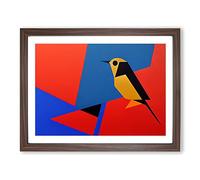 Robin Bird Abstract Vol.4 Framed Print | A2 Walnut Framed Wall Art | Ready to Hang | Abstract Animal Picture | Living Room Bedroom Lounge Office