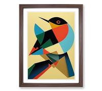 Robin Bird Abstract Vol.4 Framed Print | A2 Walnut Framed Wall Art | Ready to Hang | Abstract Animal Picture | Living Room Bedroom Lounge Office