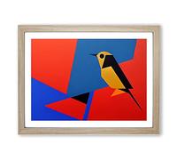 Robin Bird Abstract Vol.4 Framed Print | A3 Oak Framed Wall Art | Ready to Hang | Abstract Animal Picture | Living Room Bedroom Lounge Office