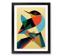 Robin Bird Abstract Vol.4 Framed Wall Art Print, Ready to Hang Picture for Living Room Bedroom Home Office, Black A2 (48 x 66 cm)