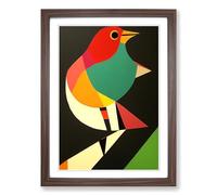 Robin Bird Abstract Vol.5 Framed Print | A2 Walnut Framed Wall Art | Ready to Hang | Abstract Animal Picture | Living Room Bedroom Lounge Office